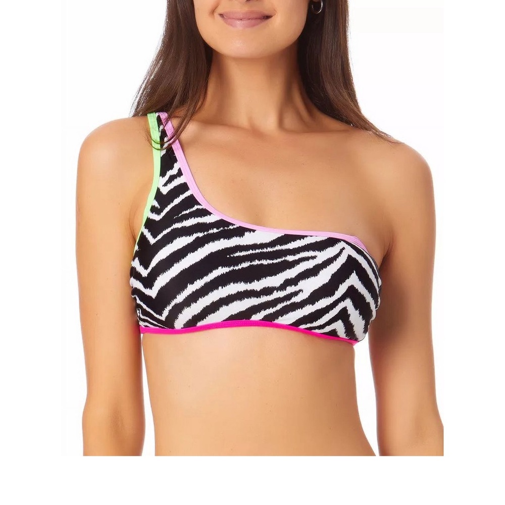 Zebra Printed One Shoulder Bikini Top